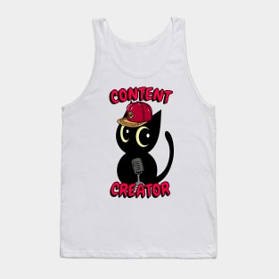 Cute black cat is a content creator Tank Top